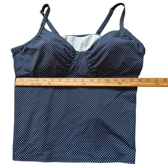 Lands End Womens Navy Polka Dot Slimming Retro Tankini Swim Top Sz 18W Vacation - Picture 3 of 6